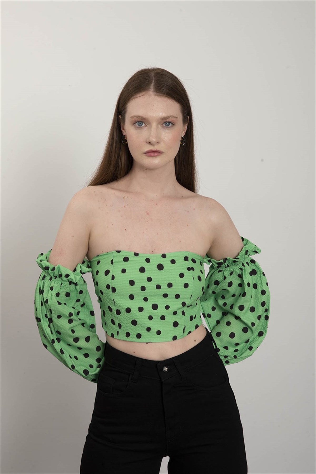 Neon Green Pool Neck Combed Fabric Unprinted Dresess