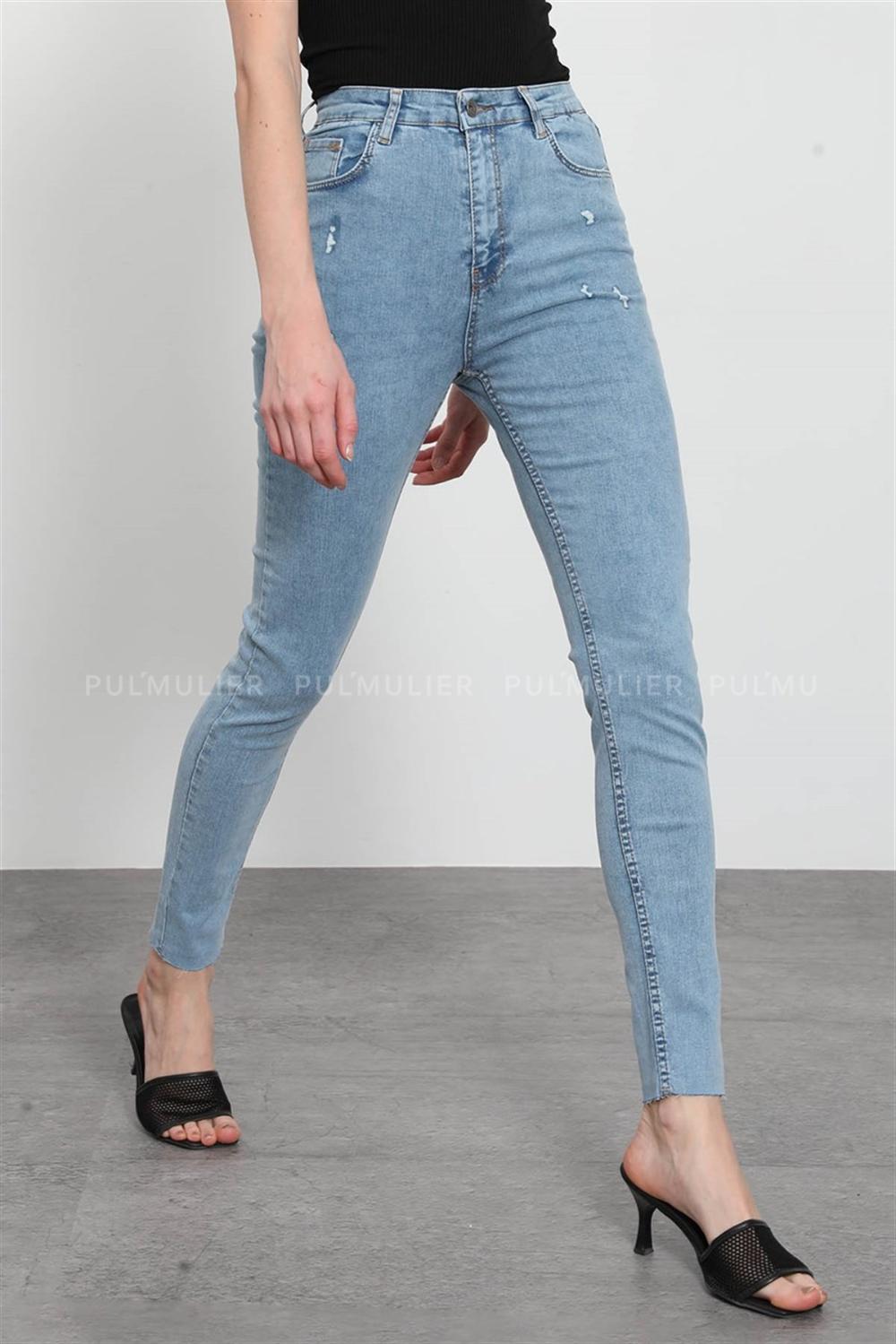 Ice Blue Pool Neck Combed Fabric Unprinted Dresess