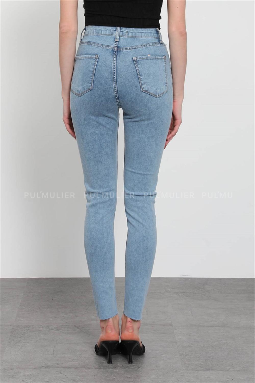 Ice Blue Pool Neck Combed Fabric Unprinted Dresess