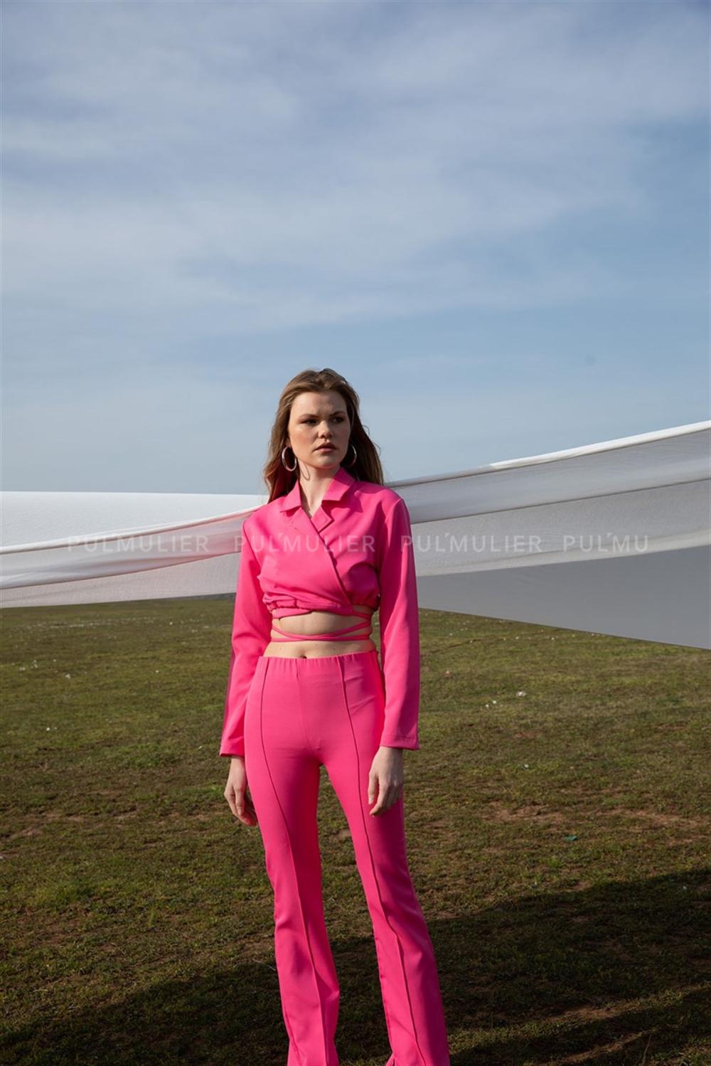 Pink Pool Neck Combed Fabric Unprinted Dresess