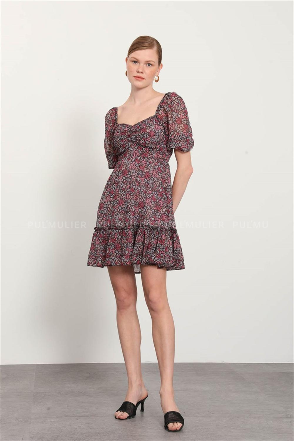 Rose Pool Neck Combed Fabric Unprinted Dresess
