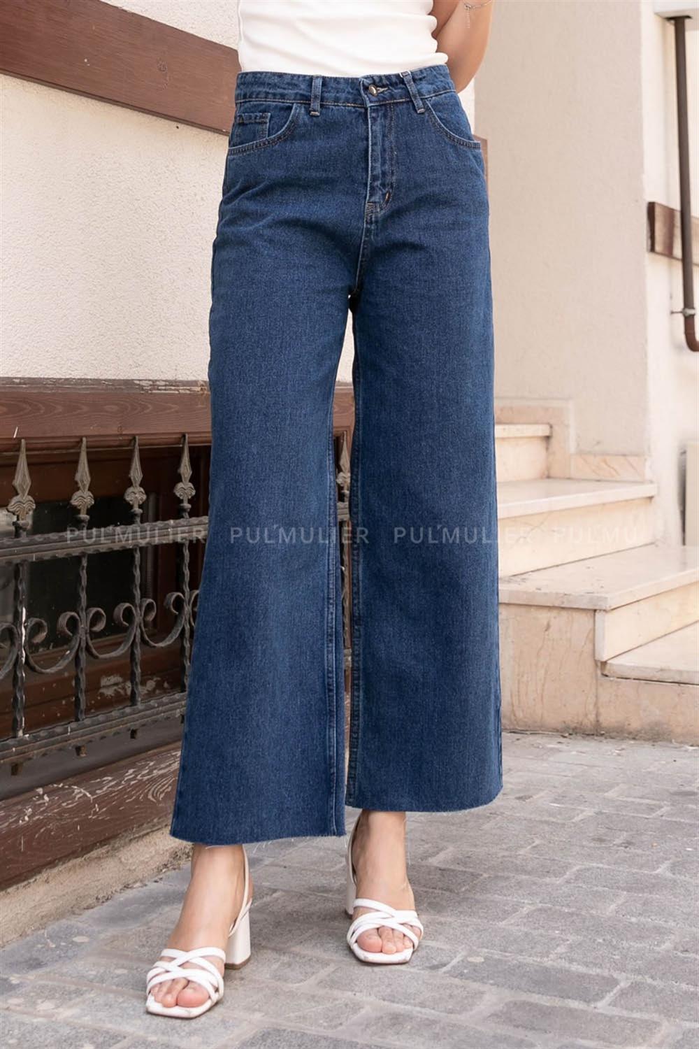 Dark Blue Pool Neck Combed Fabric Unprinted Dresess
