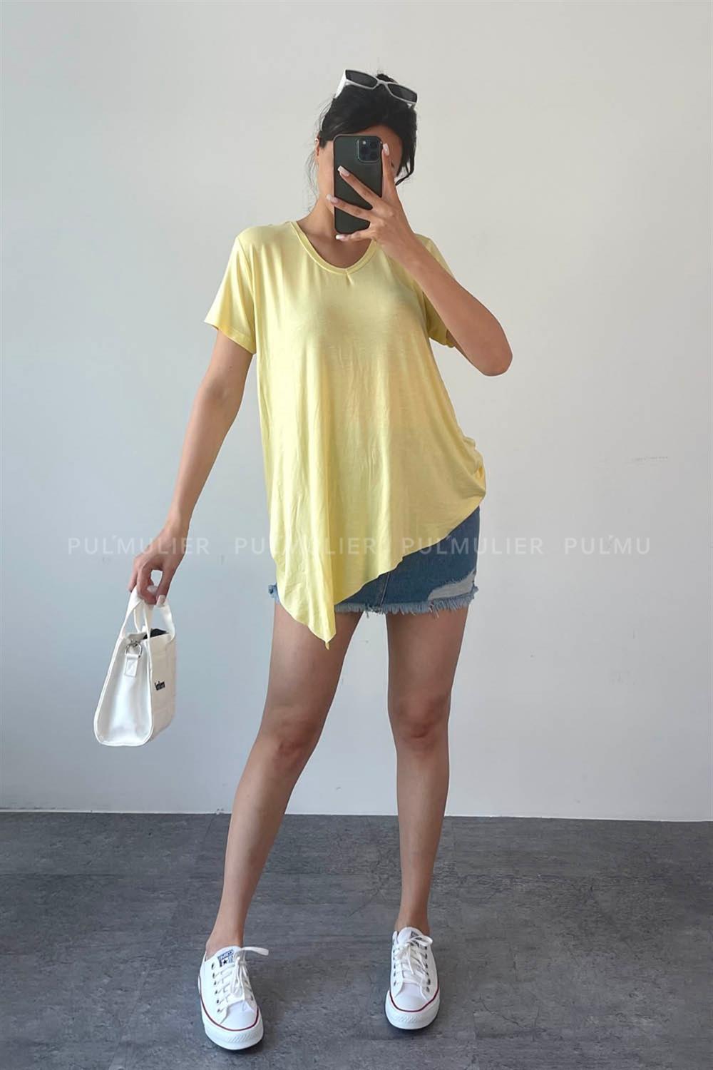 Yellow Pool Neck Combed Fabric Unprinted Dresess