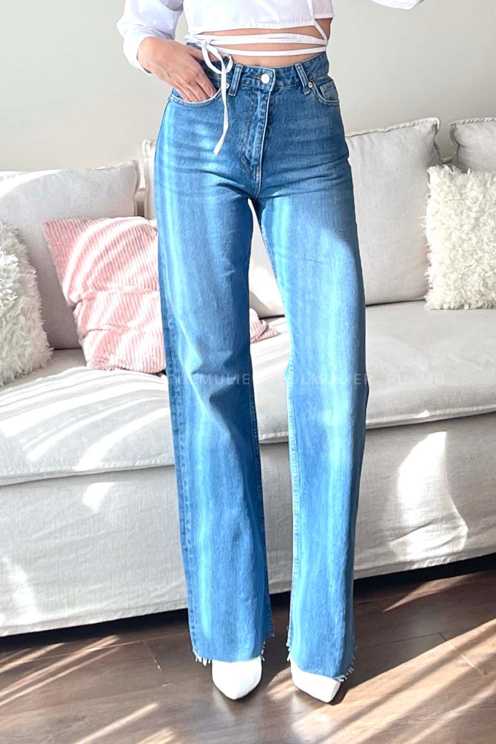 Light Blue Denim High Waist Denim Pants