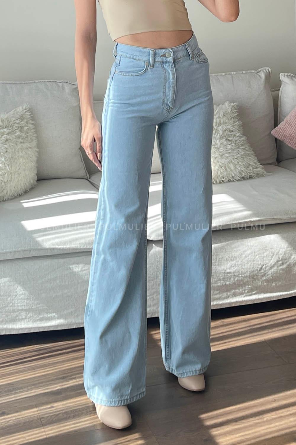 Light Blue Denim High Waist Denim Pants