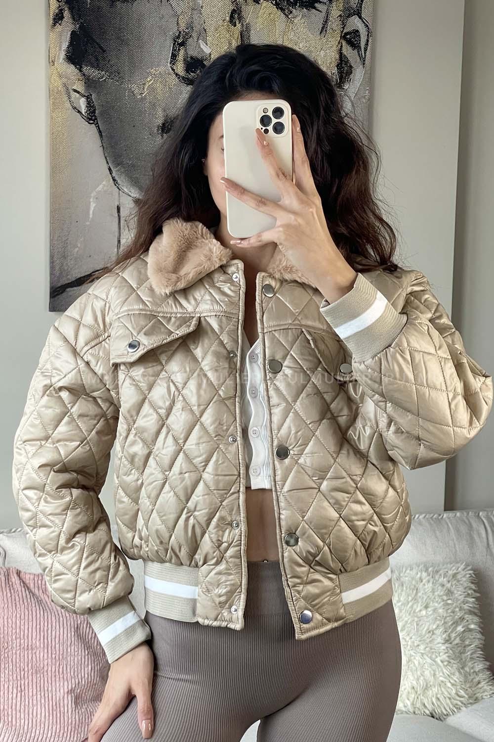 Beige Shirt Collar Long Arm Coat