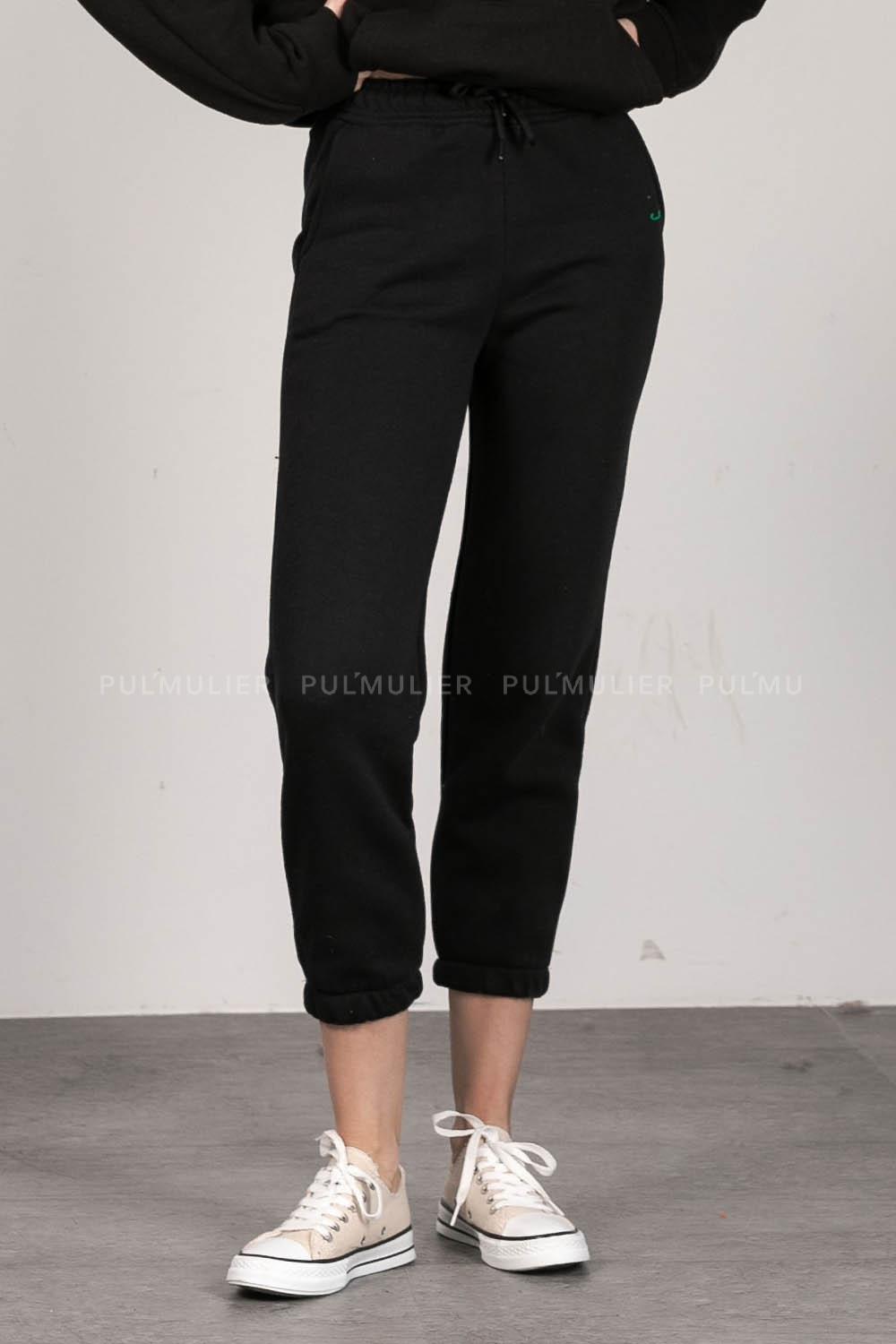 Black Regular Trousers High Waist Regular Cut Bottom Tracksuit