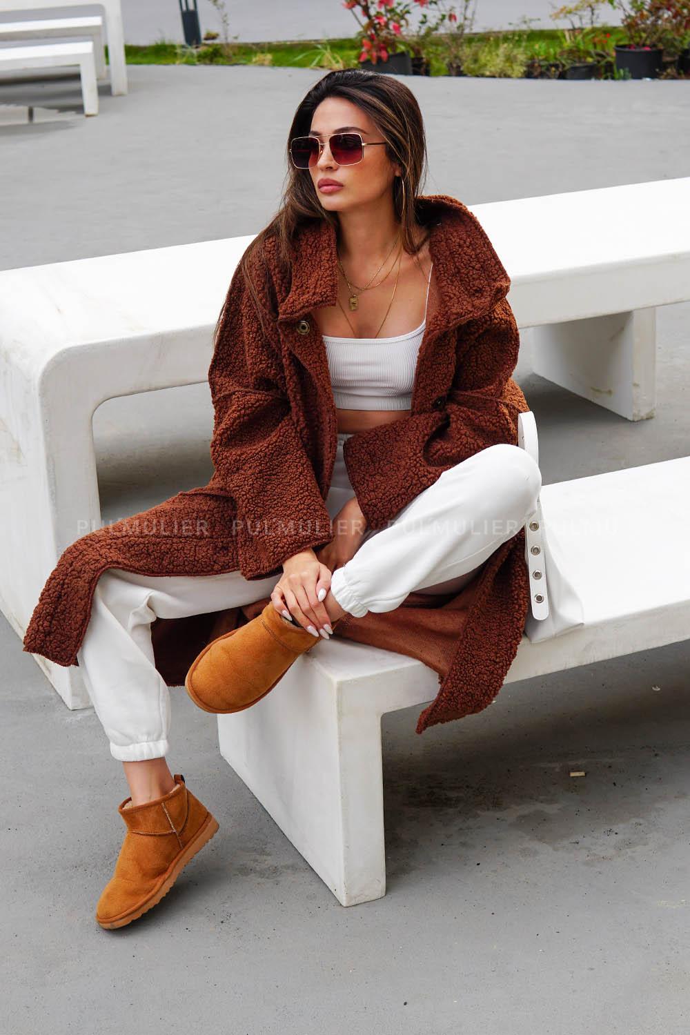 Brown Shirt Collar Long Arm Coat