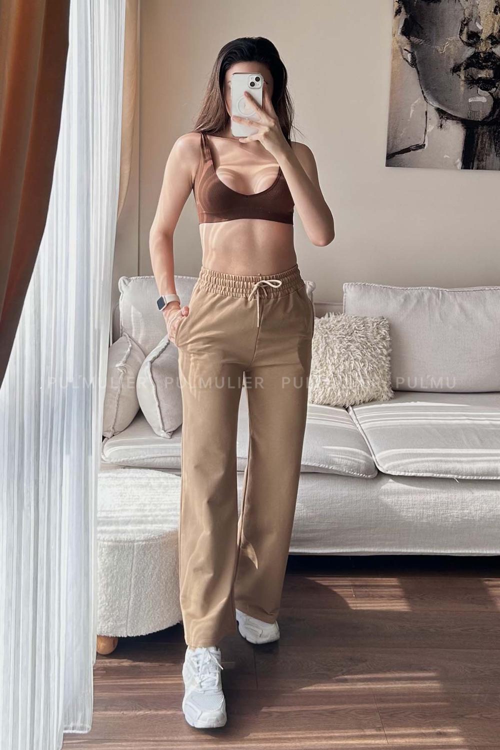 Brown With Milk Regular Trousers High Waist Regular Cut Bottom Tracksuit