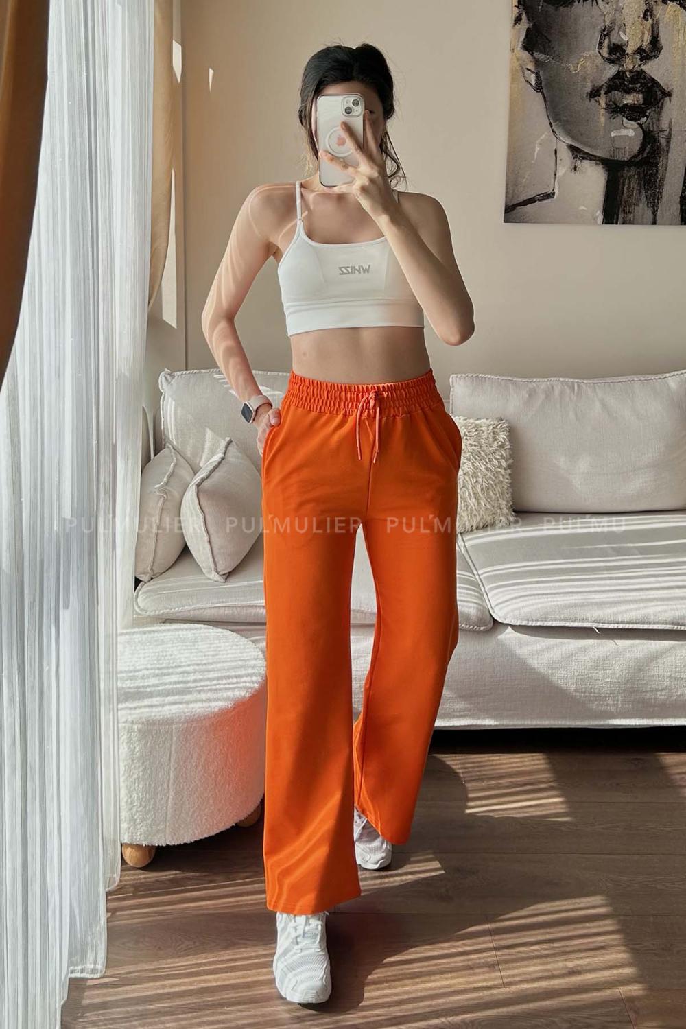 Orange Regular Trousers High Waist Regular Cut Bottom Tracksuit