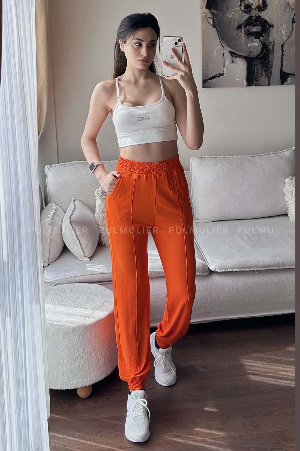 Orange Regular Trousers High Waist Regular Cut Bottom Tracksuit