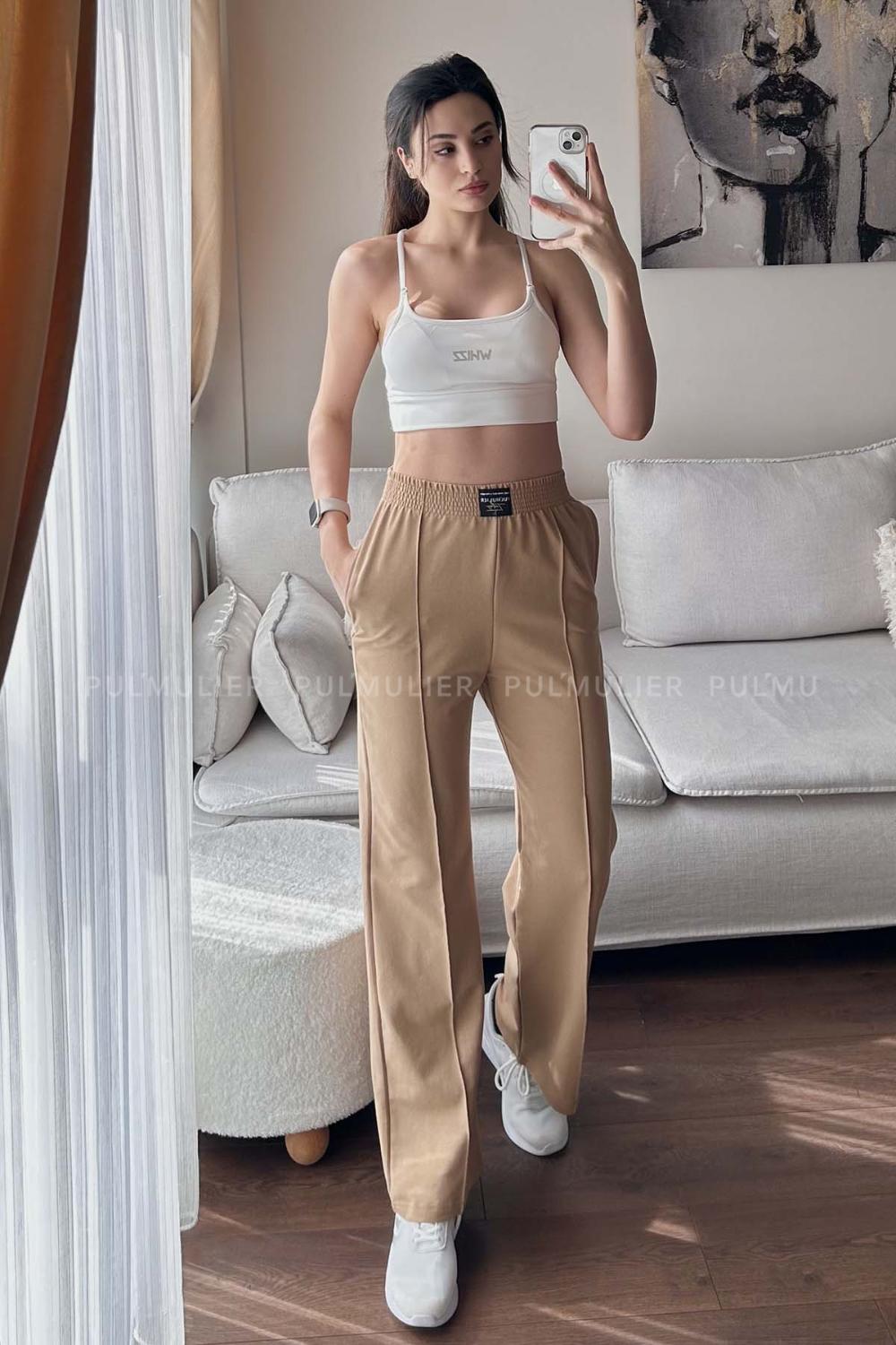 Camel Regular Trousers High Waist Regular Cut Bottom Tracksuit
