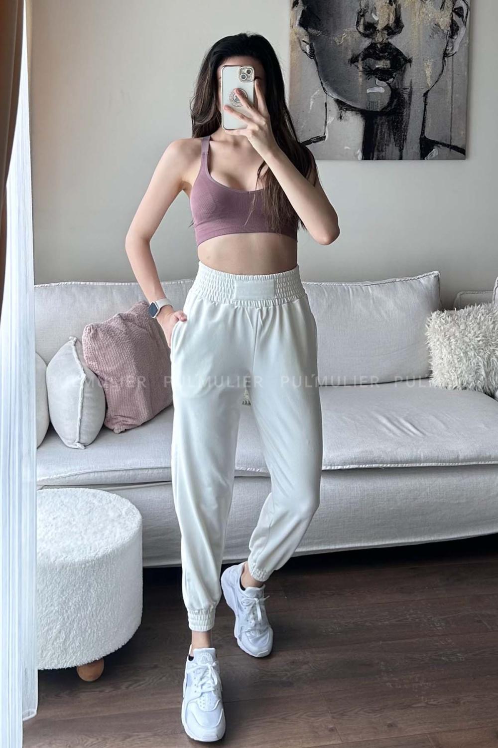 White Regular Trousers High Waist Regular Cut Bottom Tracksuit