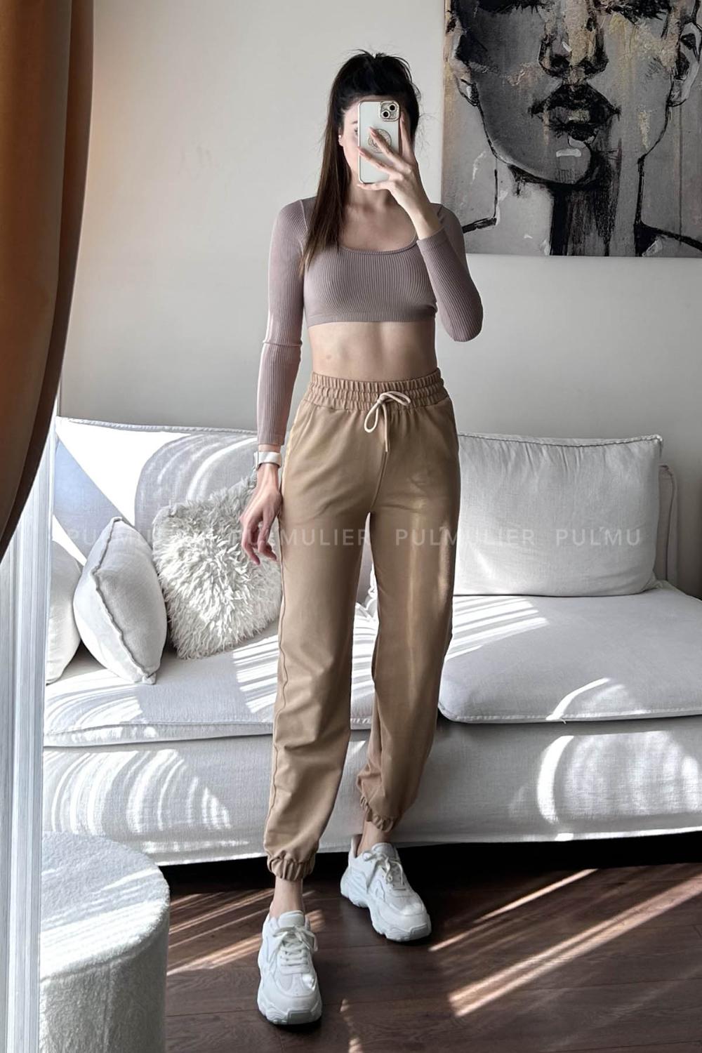 Camel Regular Trousers High Waist Regular Cut Bottom Tracksuit