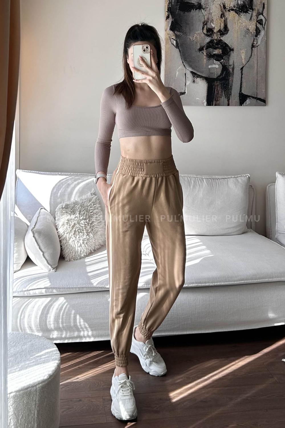 Brown With Milk Regular Trousers High Waist Regular Cut Bottom Tracksuit