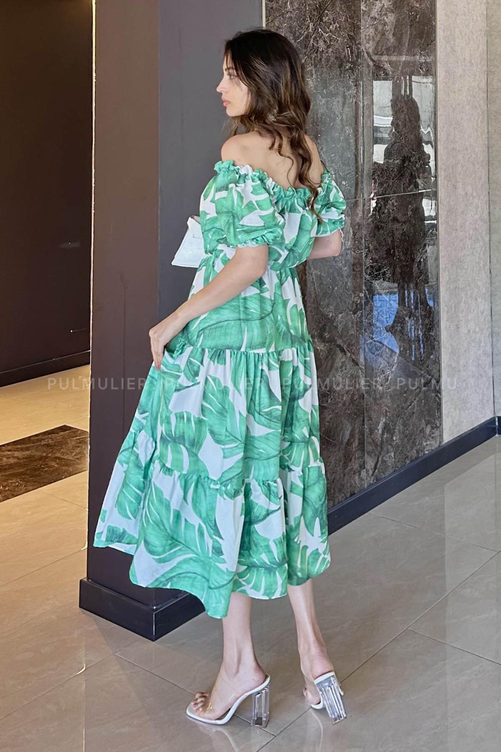 Green Scope Neck Knitwear Unprinted Dresess