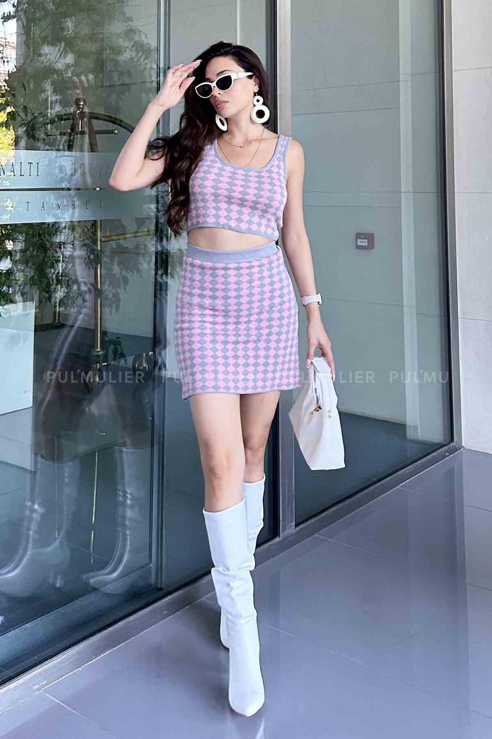 Pink Crew Neck Long Arm Without Accessories Cotton Elastic Trousers Comfortable Suit