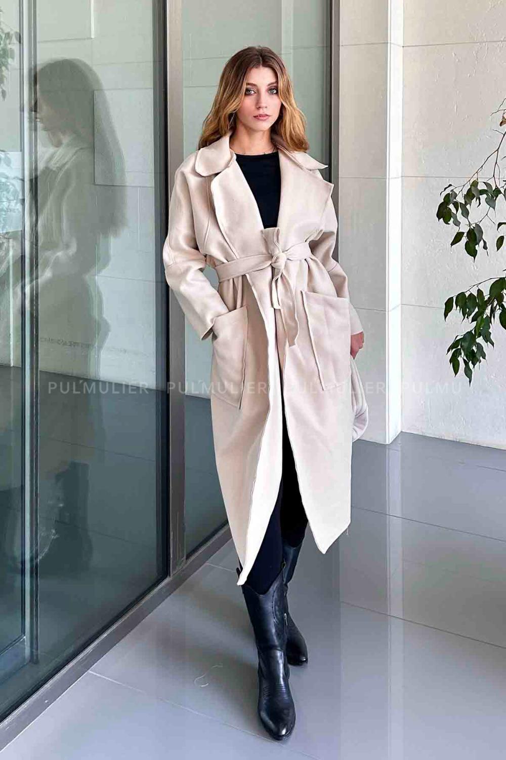 Stone Shirt Collar Long Arm Coat