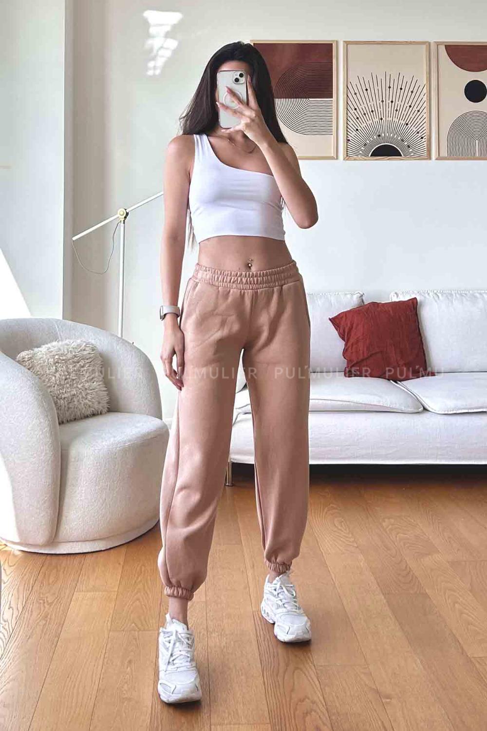 Brown With Milk Regular Trousers High Waist Regular Cut Bottom Tracksuit