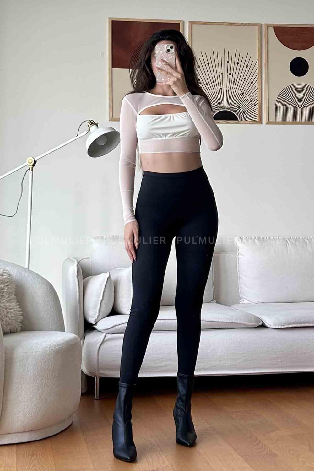 White Normal Neck Short Arm Cotton Fabric Crop