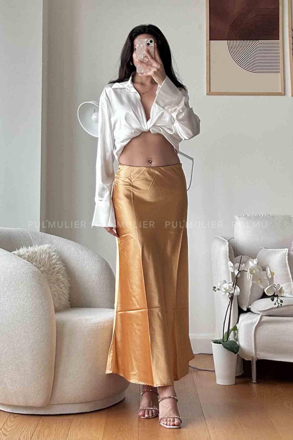 Gold Saten Unprinted Skirt