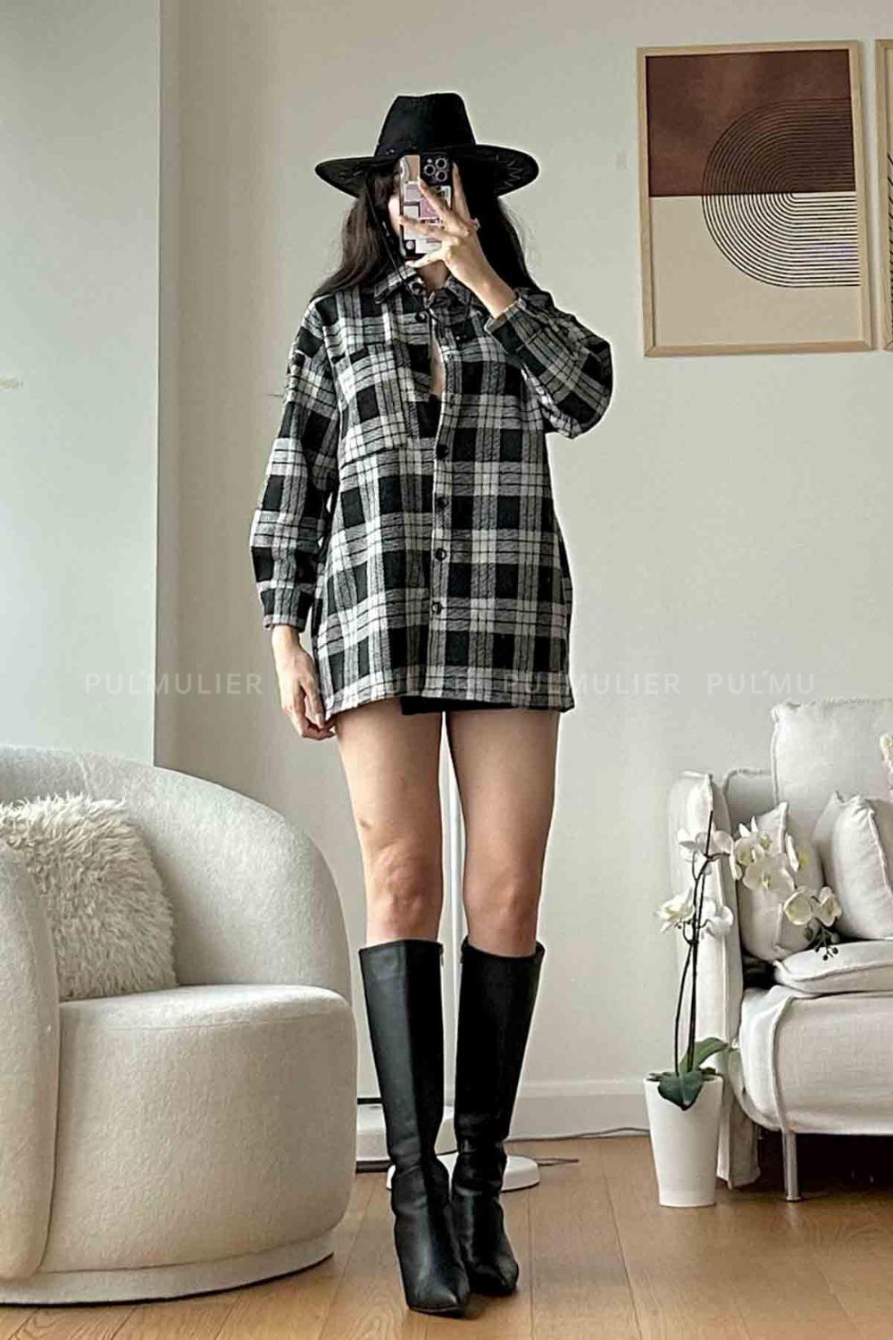 Gray Shirt Collar Long Arm Cotton Fabric Unprinted Shirt