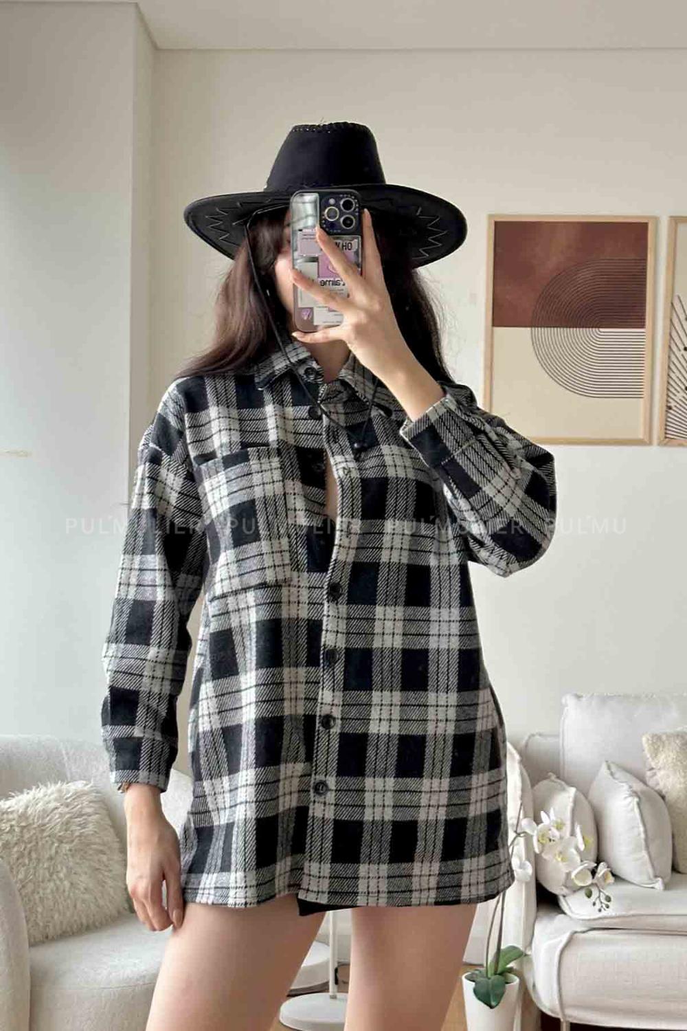 Gray Shirt Collar Long Arm Cotton Fabric Unprinted Shirt