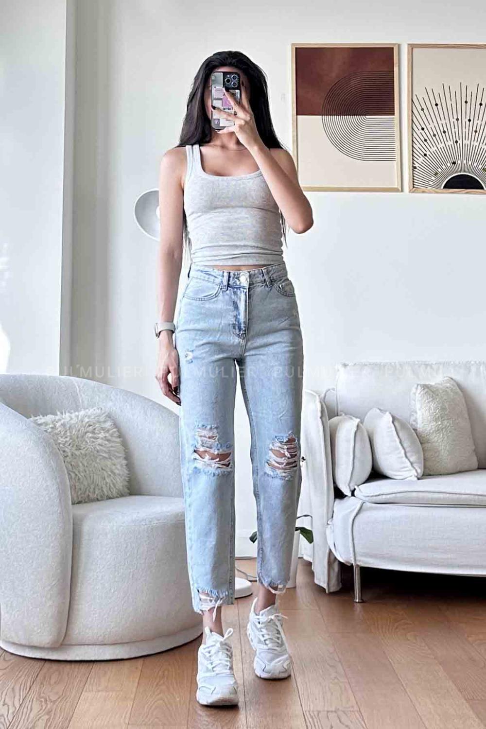 Aviator Denim High Waist Denim Pants