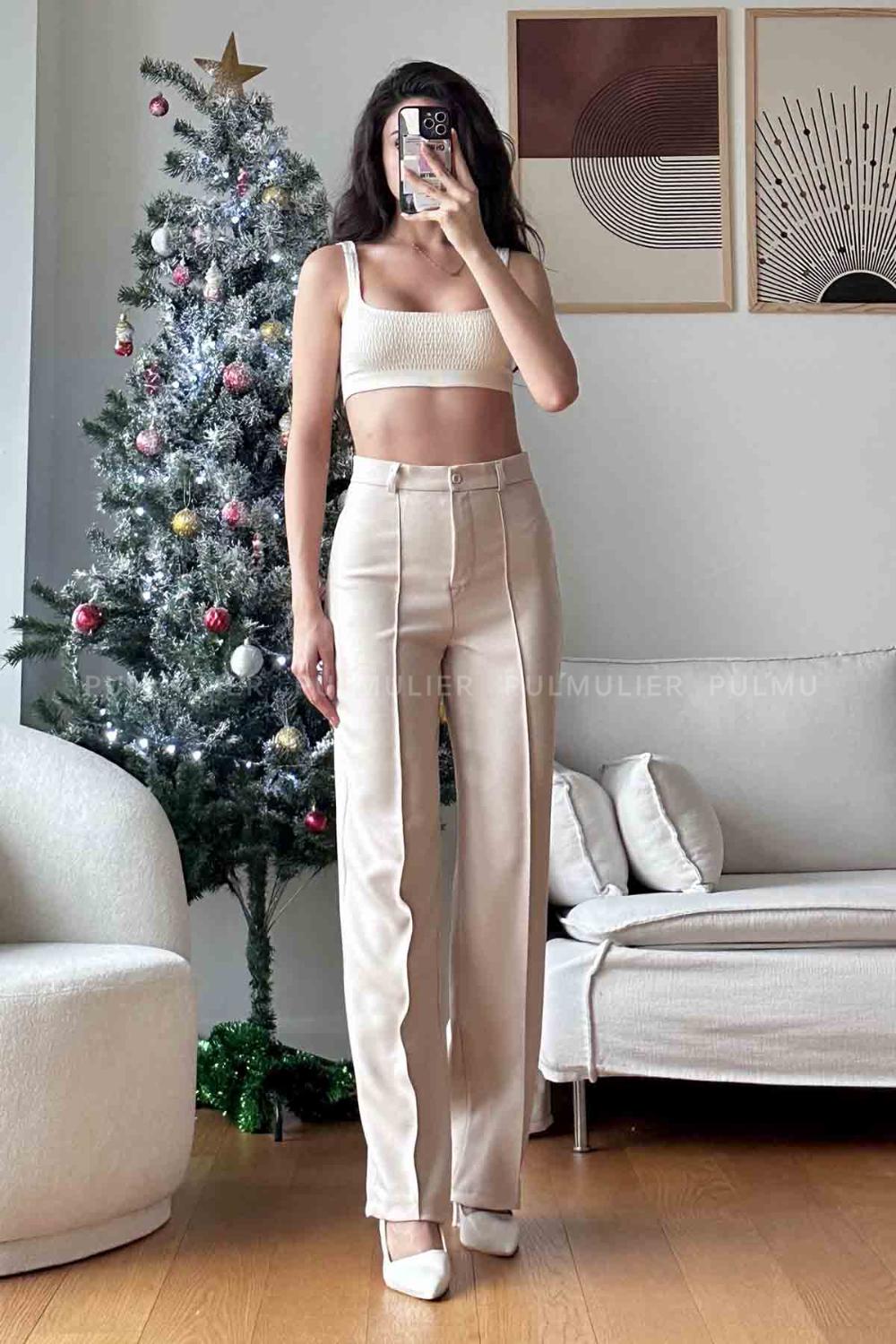 Stone Wool High Waist Comfortable Pants