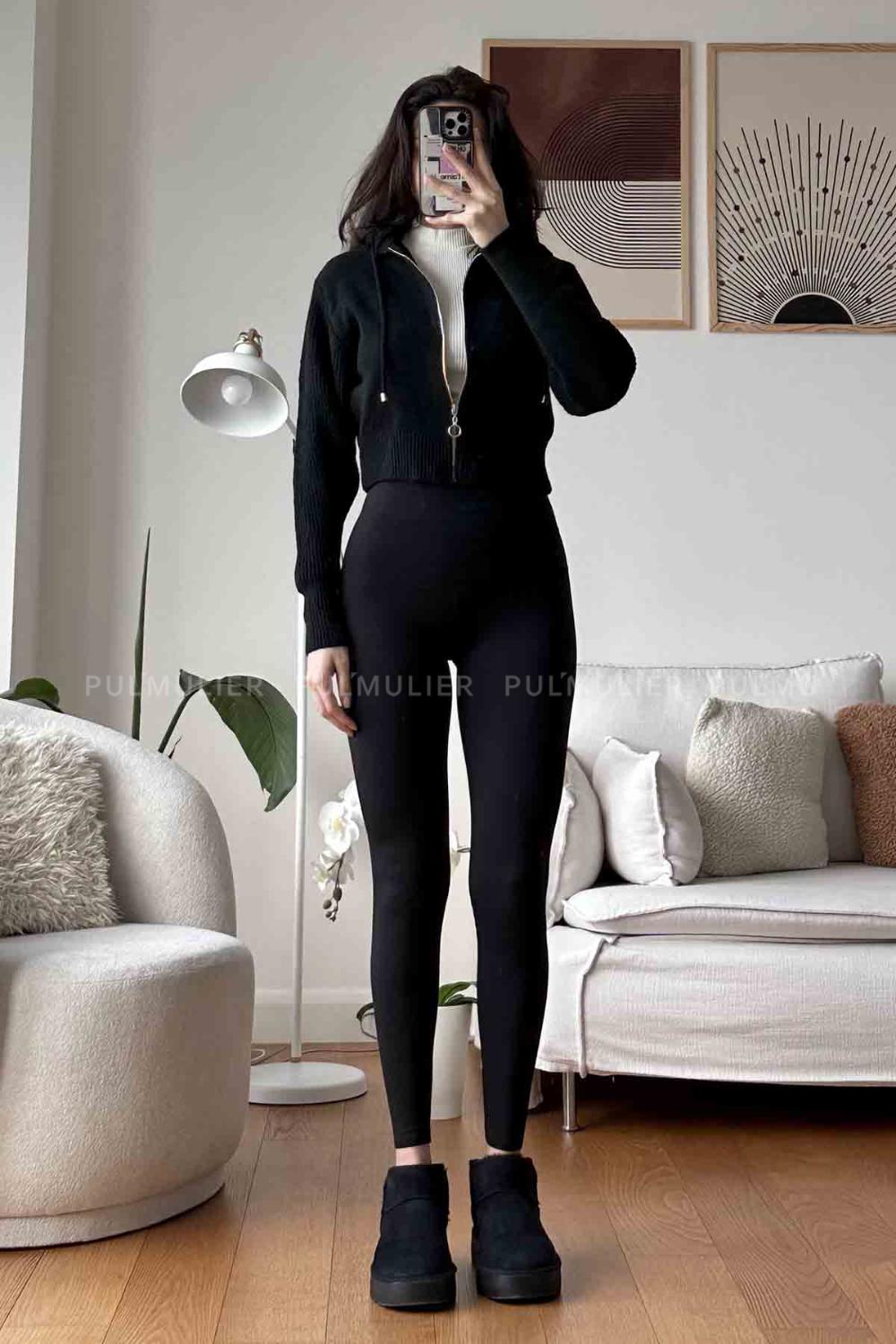 Black Shirt Collar Long Arm Jumper