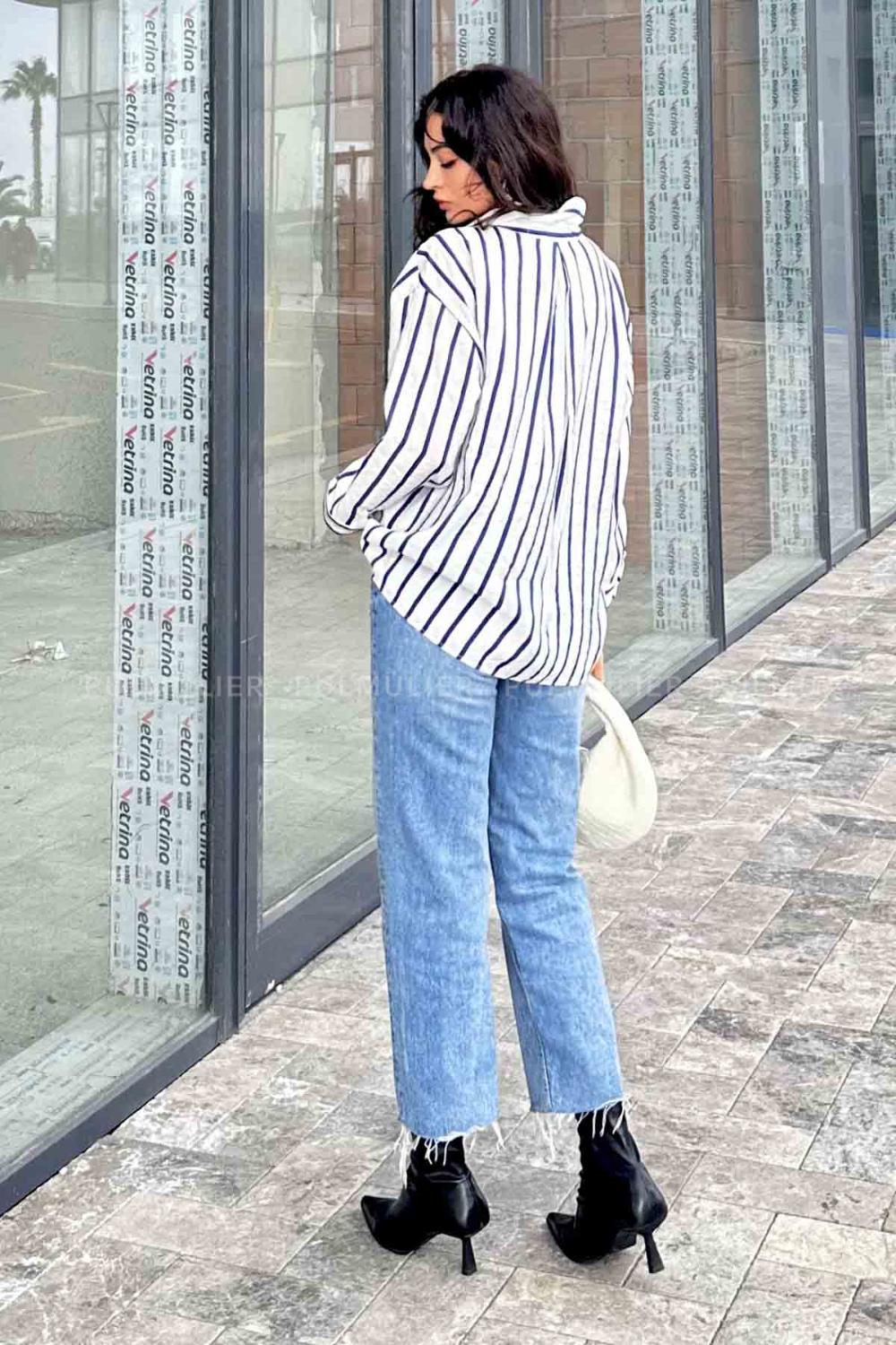 Ecru Shirt Collar Long Arm Cotton Fabric Unprinted Shirt