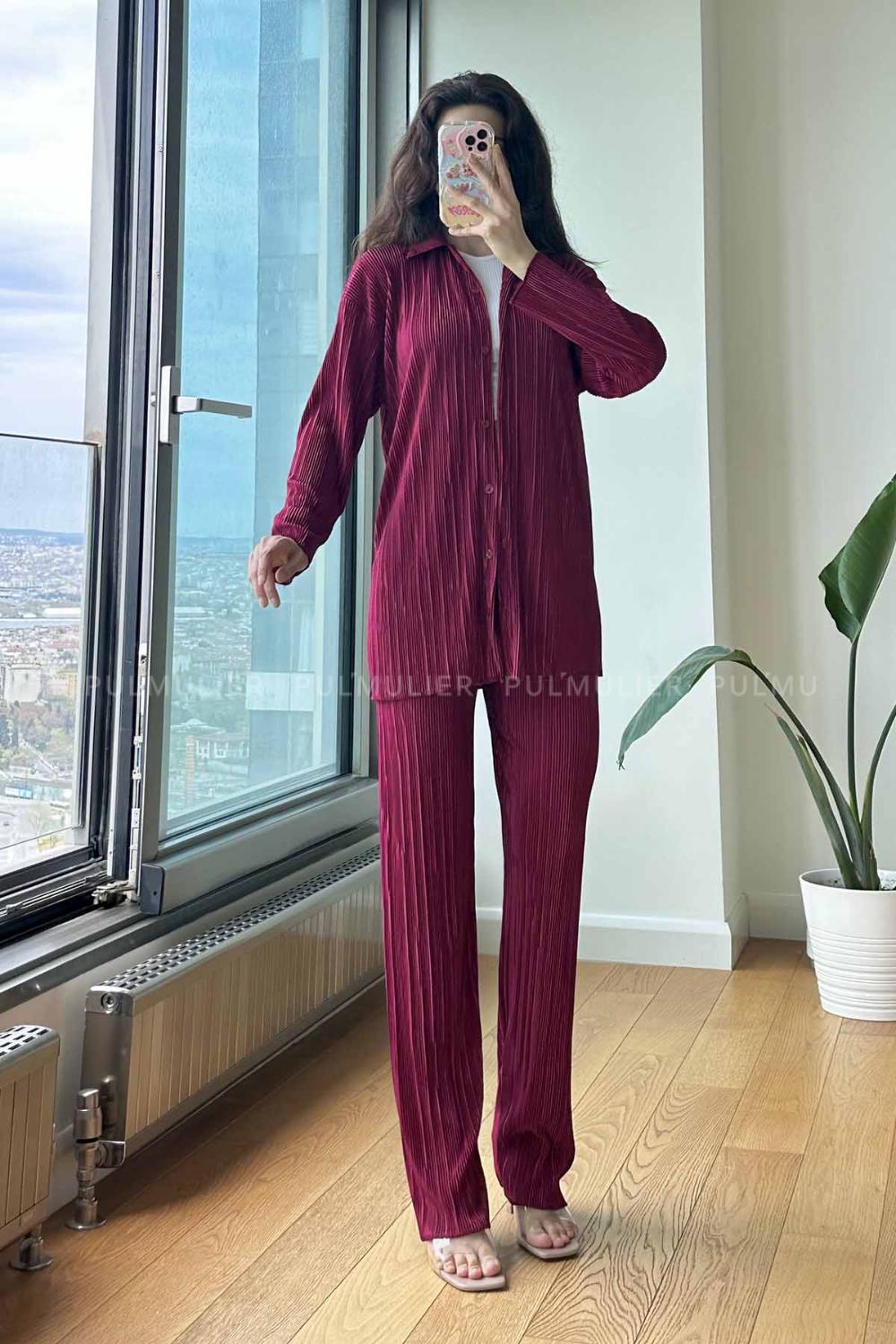 Sour Cherry Shirt Collar Long Arm Without Accessories Cotton Fabric Regular Trousers Comfortable Suit