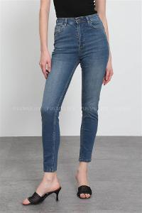 Denim Blue Pool Neck Combed Fabric Unprinted Dresess