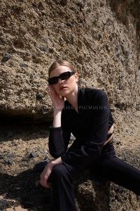 Black Pool Neck Combed Fabric Unprinted Dresess