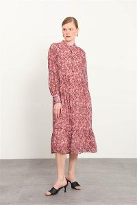 Rose Pool Neck Combed Fabric Unprinted Dresess
