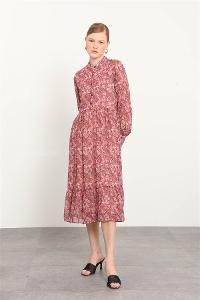 Rose Pool Neck Combed Fabric Unprinted Dresess
