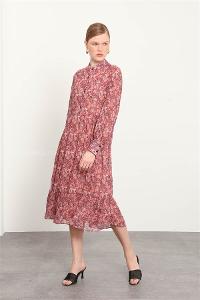 Rose Pool Neck Combed Fabric Unprinted Dresess