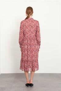 Rose Pool Neck Combed Fabric Unprinted Dresess
