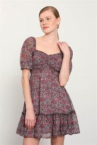 Rose Pool Neck Combed Fabric Unprinted Dresess