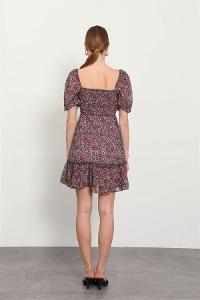 Rose Pool Neck Combed Fabric Unprinted Dresess