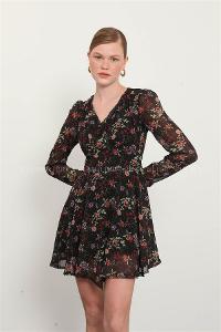 Black Pool Neck Combed Fabric Unprinted Dresess