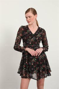 Black Pool Neck Combed Fabric Unprinted Dresess