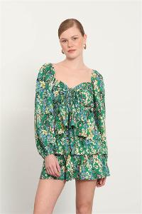 Green Pool Neck Combed Fabric Unprinted Dresess