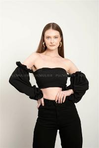 Black Pool Neck Combed Fabric Unprinted Dresess