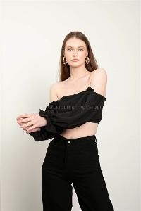 Black Pool Neck Combed Fabric Unprinted Dresess