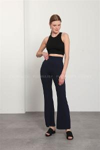 Navy Blue Pool Neck Combed Fabric Unprinted Dresess