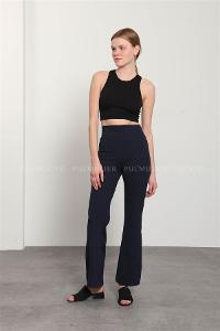 Navy Blue Pool Neck Combed Fabric Unprinted Dresess