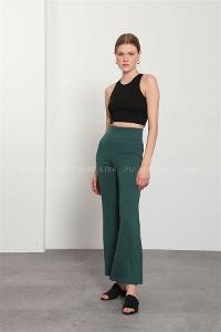 Emerald Green Pool Neck Combed Fabric Unprinted Dresess