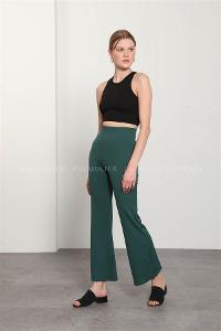 Emerald Green Pool Neck Combed Fabric Unprinted Dresess