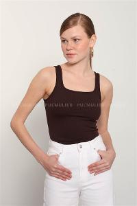 Brown Pool Neck Combed Fabric Unprinted Dresess